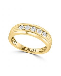 EFFY® Men's Diamond Band (1/6 ct. t.w.) Ring in 14k Gold-Plated Sterling Silver