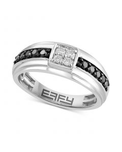 EFFY® Men's White Diamond (1/6 ct. t.w.) & Black Diamond (1/3 ct. t.w.) Ring in 14k White Gold