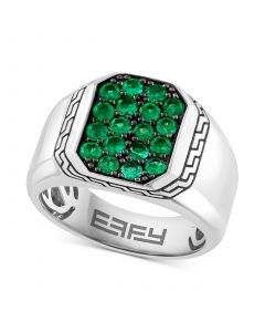 EFFY® Men's Emerald (3/4 ct. t.w.) Cluster Ring in Sterling Silver