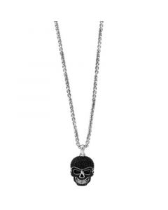 EFFY® Men's Black Spinel Skull 22" Pendant Necklace (1-1/8 ct. t.w.) in Sterling Silver