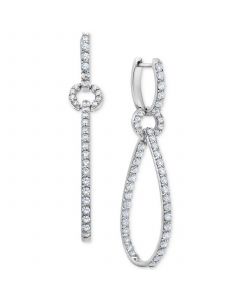 Diamond Elongated Loop In & Out Drop Earrings (2 ct. t.w.) in 14k White Gold