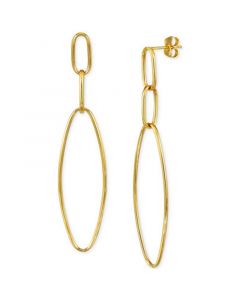 Open Link Long Dangle Drop Earrings in 14k Gold