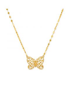 Butterfly Openwork 18" Pendant Necklace in 10k Gold