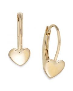 Children's Heart Hoop Earrings in 14k Gold, 2mm