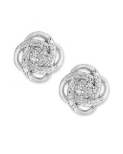 Diamond Love Knot Stud Earrings in Sterling Silver or 18k Gold-Plated Sterling Silver (1/10 ct. t.w.)