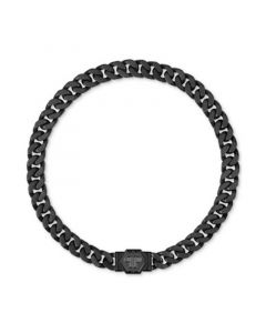 Gunmetal IP Stainless Steel Logo Cuban Link Necklace