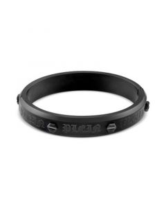 Gunmetal IP Stainless Steel Logo Bangle Bracelet