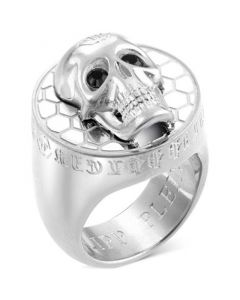 Stainless Steel 3D $kull Statement Ring