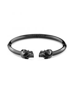 Black-Tone IP Stainless Steel 3D $kull  Cuff Bracelet