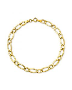 Figaro Polished Link Chain Bracelet in 10k Gold