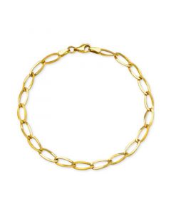 Elongated Polished Link Chain Bracelet in 10k Gold