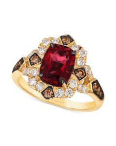 Pomegranate Garnet (2-5/8 ct. t.w.) & Diamond (5/8 ct. t.w.) Halo Ring in 14k Gold