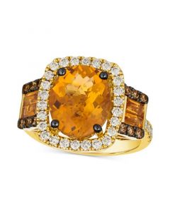 Cinnamon Citrine (4-1/4 ct. t.w.), Nude Diamond (5/8 ct. t.w.) & Chocolate Diamond (1/5 ct. t.w.) Statement Ring in 14k Gold