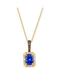 Blueberry Tanzanite (1 ct. t.w.) & Diamond (1/6 ct. t.w.) Pendant Necklace in 14k Gold, 18" + 2" extender