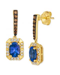 Blueberry Tanzanite (1-3/8 ct. t.w.) & Diamond (3/8 ct. t.w.) Drop Earrings in 14k Gold