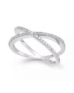 Diamond Crossover Ring in 10k White or Yellow Gold (1/4 ct. t.w.), Created for Macy's