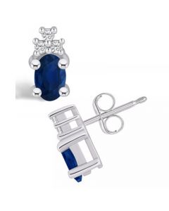 Sapphire (1-1/5 Ct. t.w.) and Diamond (1/10 Ct. t.w.) Stud Earrings