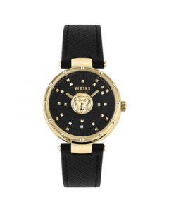 Moscova Women's 2 Hand Quartz Movement and Black Leather Strap Watch 38mm