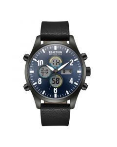 Men's Ana-digi Black Synthetic Leather Strap Watch, 46mm