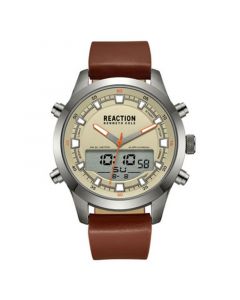 Men's Ana-digi Brown Synthetic Leather Strap Watch, 46mm