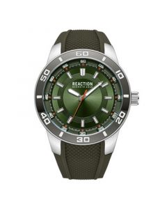 Men's Sporty Three Hand Green Silicon Strap Watch, 49mm