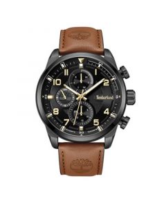 Men's Henniker II Brown Light Genuine Leather Strap Watch, 46mm