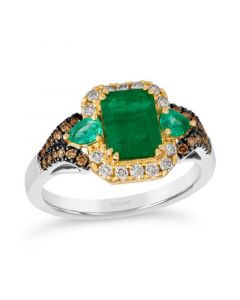 Couture® New Emerald (1 ct. t.w.), Costa Smeralda Emeralds (1/5 ct. t.w.) & Diamond (3/8 ct. t.w.) Ring in Platinum & 14k Gold