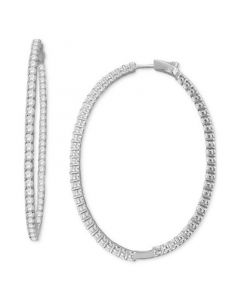 Diamond Oval In & Out Large Hoop Earrings (5 ct. t.w.) in 14k White Gold