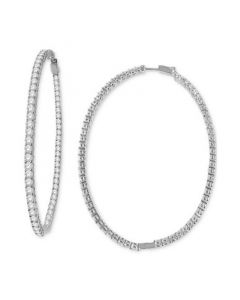 Diamond Oval In & Out Large Hoop Earrings (7 ct. t.w.) in 14k White Gold