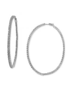 Diamond Oval In & Out Large Hoop Earrings (9 ct. t.w.) in 14k White Gold