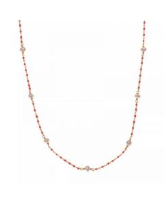 Cultured Freshwater Pearl (4mm) & Enamel Bead Collar Necklace in 18k Gold-Plated Sterling Silver, 16" + 2" extender