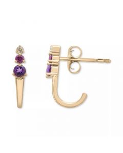 Amethyst (1/4 ct. t.w.), Rhodolite (1/8 ct. t.w.) & White Topaz (1/10 ct. t.w.) Curved Drop Earrings in 14k Gold-Plated Sterling Silver (Also in Blue & Sky Blue Topaz)