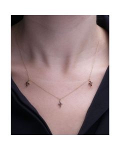 Garnet Three Cross Pendant Necklace (1/2 ct. t.w.) in 14k Gold-Plated Sterling Silver, 16" + 2" extender