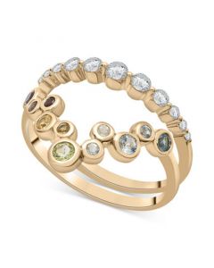 2-Pc. Set Multi-Gemstone Bezel & Accent Rings (3/4 ct. t.w.) in 14k Gold-Plated Sterling Silver