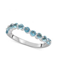 Blue Topaz Wave Ring (7/8 ct. t.w.) in Sterling Silver