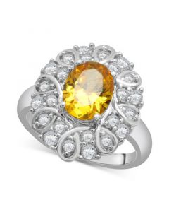 Citrine (1-5/8 ct. t.w.) & Lab-Created White Sapphire (1-1/8 ct. t.w.) Looped Halo Ring in Sterling Silver