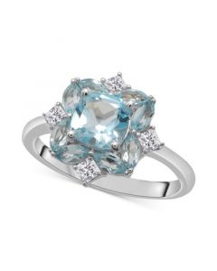 Sky Blue Topaz (2-3/4 ct. t.w.) & Lab-Created White Sapphire (1/4 ct. t.w.) Cluster Ring in Sterling Silver