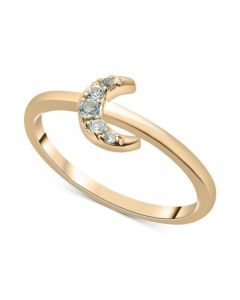 Blue Topaz Crescent Moon Stack Ring (1/6 ct. t.w.) in 14k Gold-Plated Sterling Silver