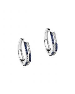 R2 Series Diamonds and Blue Sapphire Hoop Earrings (1/4 ct. t.w.) in Sterling Silver