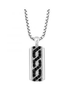 EFFY® Men's Black Spinel Dog Tag 22" Pendant Necklace (1-1/5 ct. t.w.) in Sterling Silver