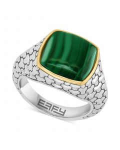 EFFY® Men's Malachite Patterned Ring in Sterling Silver and 14k Gold-Plate