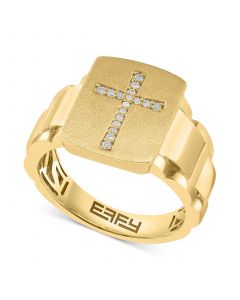 EFFY® Men's Diamond Cross Ring (1/10 ct. t.w.) in 10k Gold