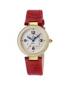 Women's Piemonte Swiss Quartz Diamond Accents Red Italian Leather Strap Watch 36mm