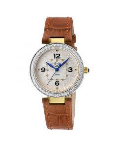 Women's Piemonte Swiss Quartz Diamond Accents Light Brown Italian Leather Strap Watch 36mm