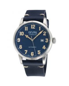 Men's Vaughn Swiss Automatic Blue Italian Leather Strap Watch 42mm