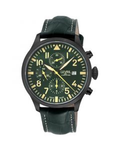 Men's Vaughn Swiss Automatic Green Italian Leather Strap Watch 44mm