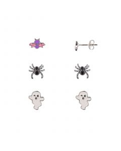 Spider, Ghost and Bat Trio Earring Set, 6 Pieces