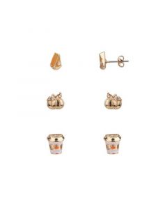 Latte, Pumpkin and Pie Trio Earring Set, 6 Pieces