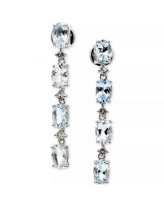 Aquamarine (3-1/5 ct. t.w.) & White Topaz (5/8 ct. t.w.) Linear Drop Earrings in Sterling Silver (Also available in Morganite)