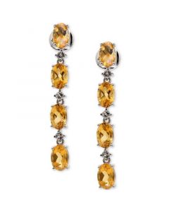 Citrine (3-1/5 ct. t.w.) & White Topaz (5/8 ct. t.w.) Linear Drop Earrings in Sterling Silver